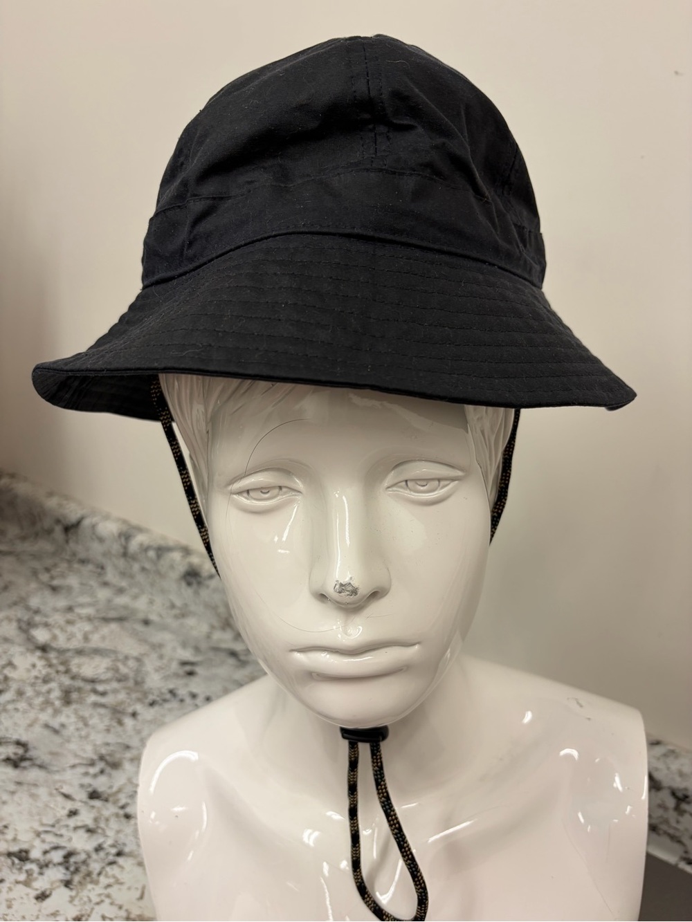 Barbour Black Bucket Hat with Chin Strap